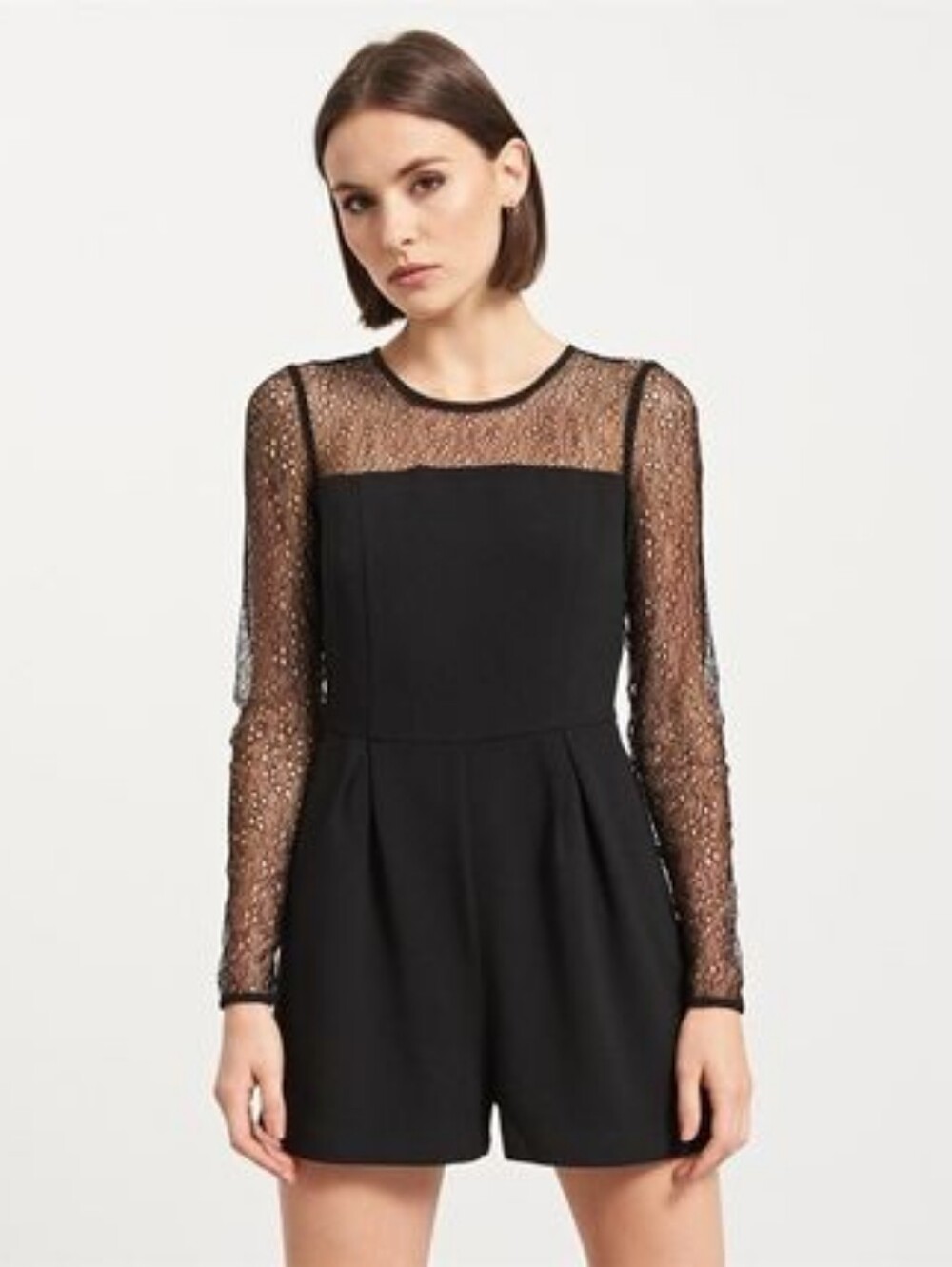 Topshop Black Lace Sleeve Romper Party Chic 8